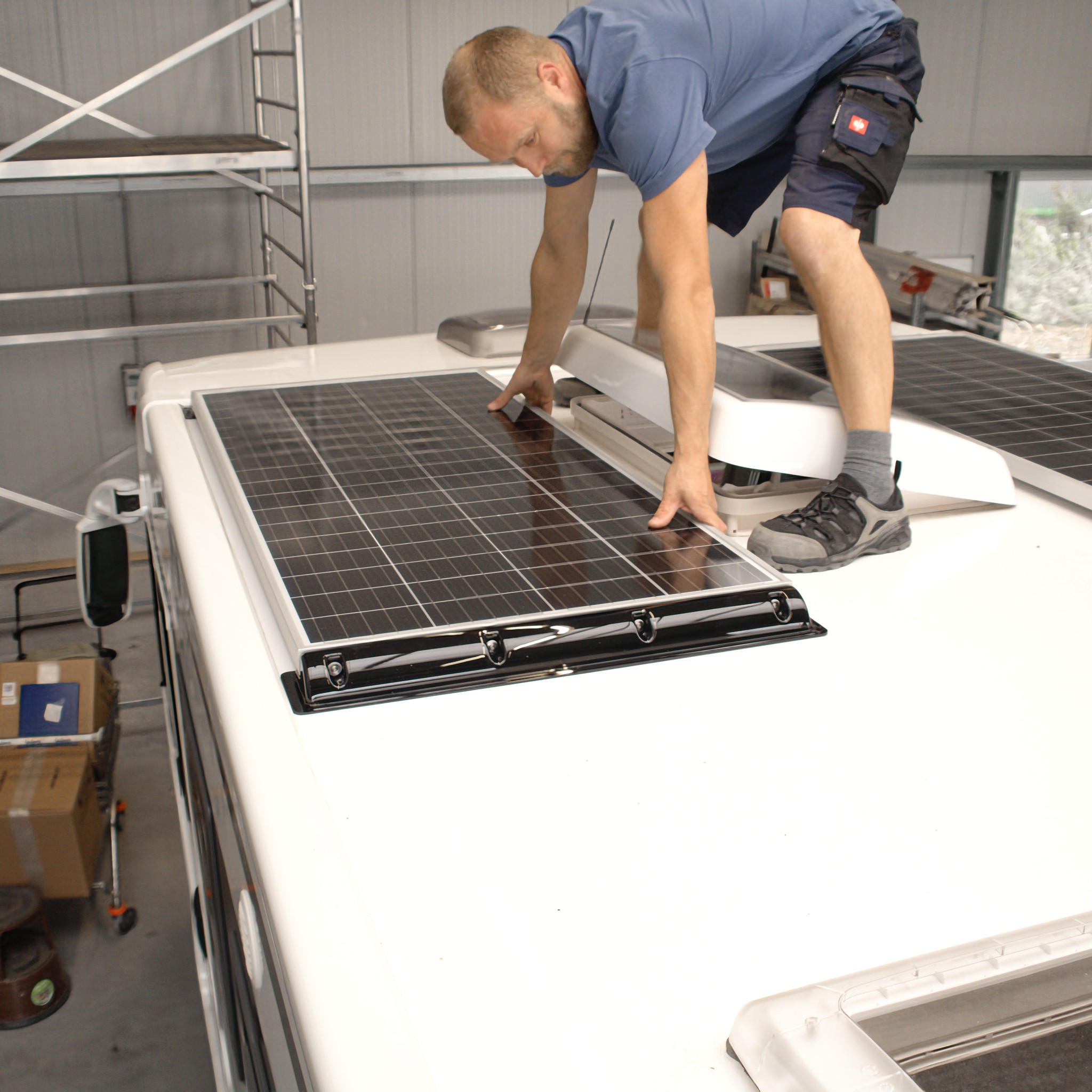 Solarmodul, Dachträger, Wartung, Arbeitsgang, Wohnmobilzubehör